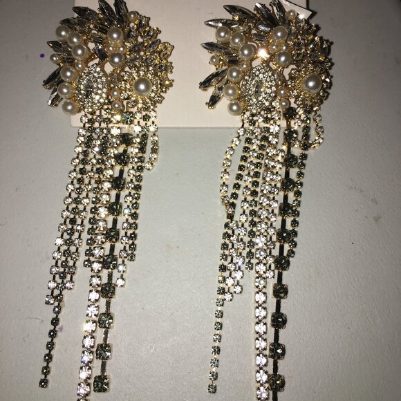 Pierced Rhinestone Dangle Earrings - New from Christian Seriano Dr21 - Picture 3 of 3